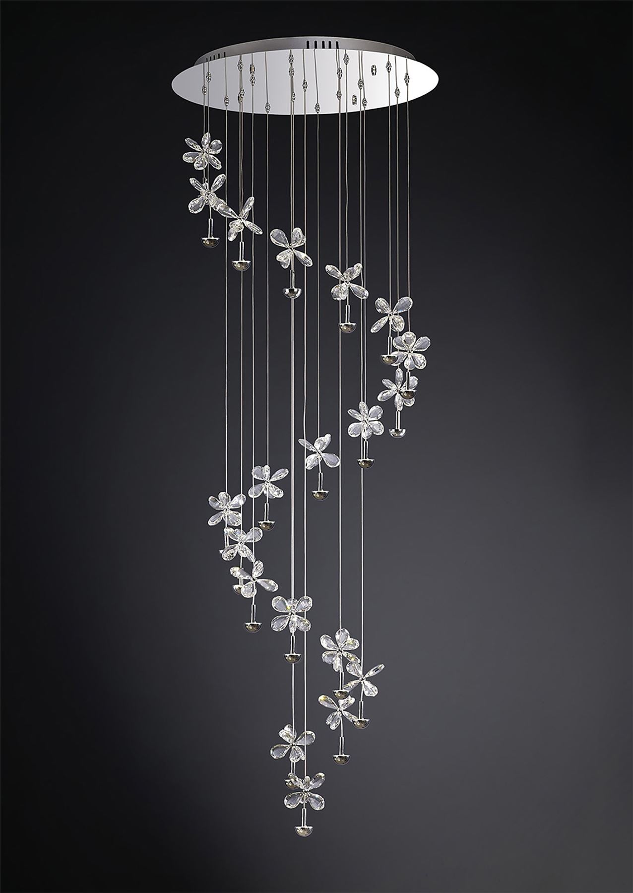 Diyas Aviva 60cm  20 Light 4000K LED Polished Chrome/Crystal Ceiling Pendant Light Fitting