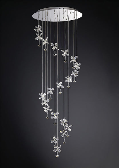 Diyas Aviva 60cm  20 Light 4000K LED Polished Chrome/Crystal Ceiling Pendant Light Fitting
