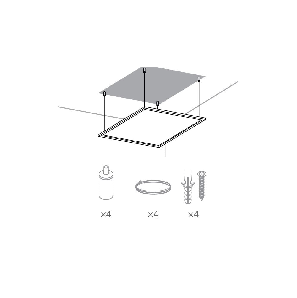 Techtouch Panel X2 Accessories Panel X2 Ecovision Suspension Kit, M3x7 screwx8pcs, Galvanized wirex4pcs, connector,screw anchor, M4x25 screwx4pcs Recessed