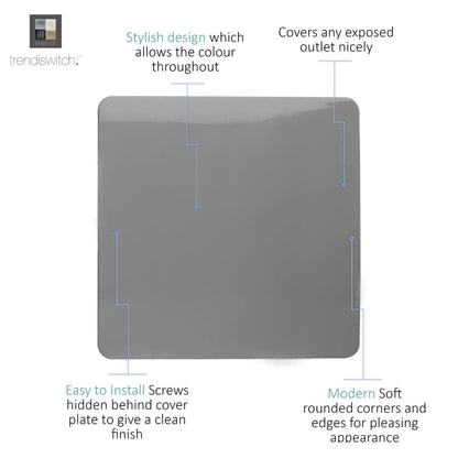 Trendi Artistic Modern Glossy Tactile Single Blanking Plate Light Grey