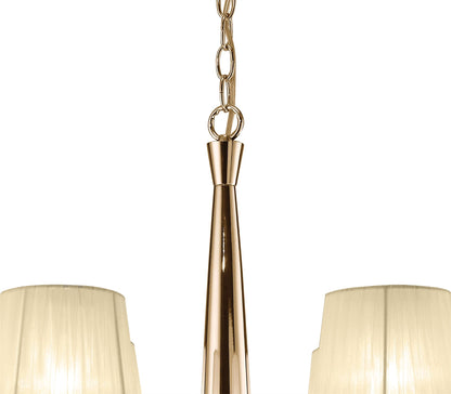 Mantra Tiffany 85cm Pendant 2 Tier 12+12 Light E14+G9, French Gold with Cream Shades & Clear Crystal
