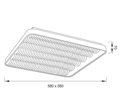 Mantra Fusion M5340 Reflex Flush 58cm Square 50W LED 3000K + 6000K, 3120lm, Aluminium/ Acrylic, 3yrs Warranty - M5340 Ceiling