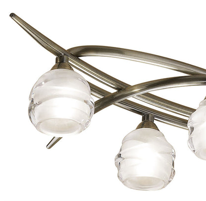Mantra M1821 Loop Rectangular Telescopic Semi Flush Convertible 6 Light G9 ECO, Antique Brass