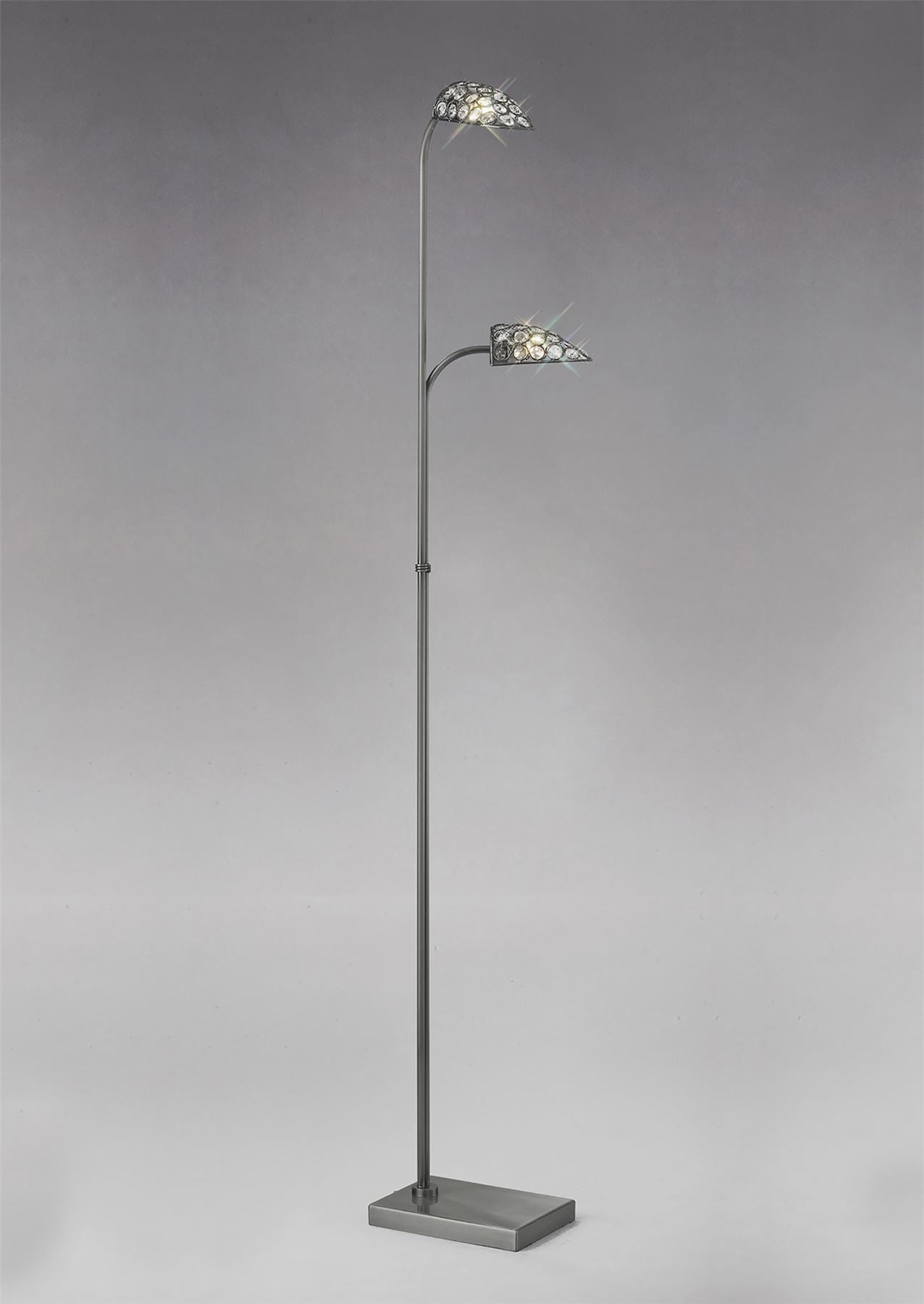 Diyas Ashton Floor Lamp 2 Light G9 Satin Nickel/Crystal, NOT LED/CFL Compatible