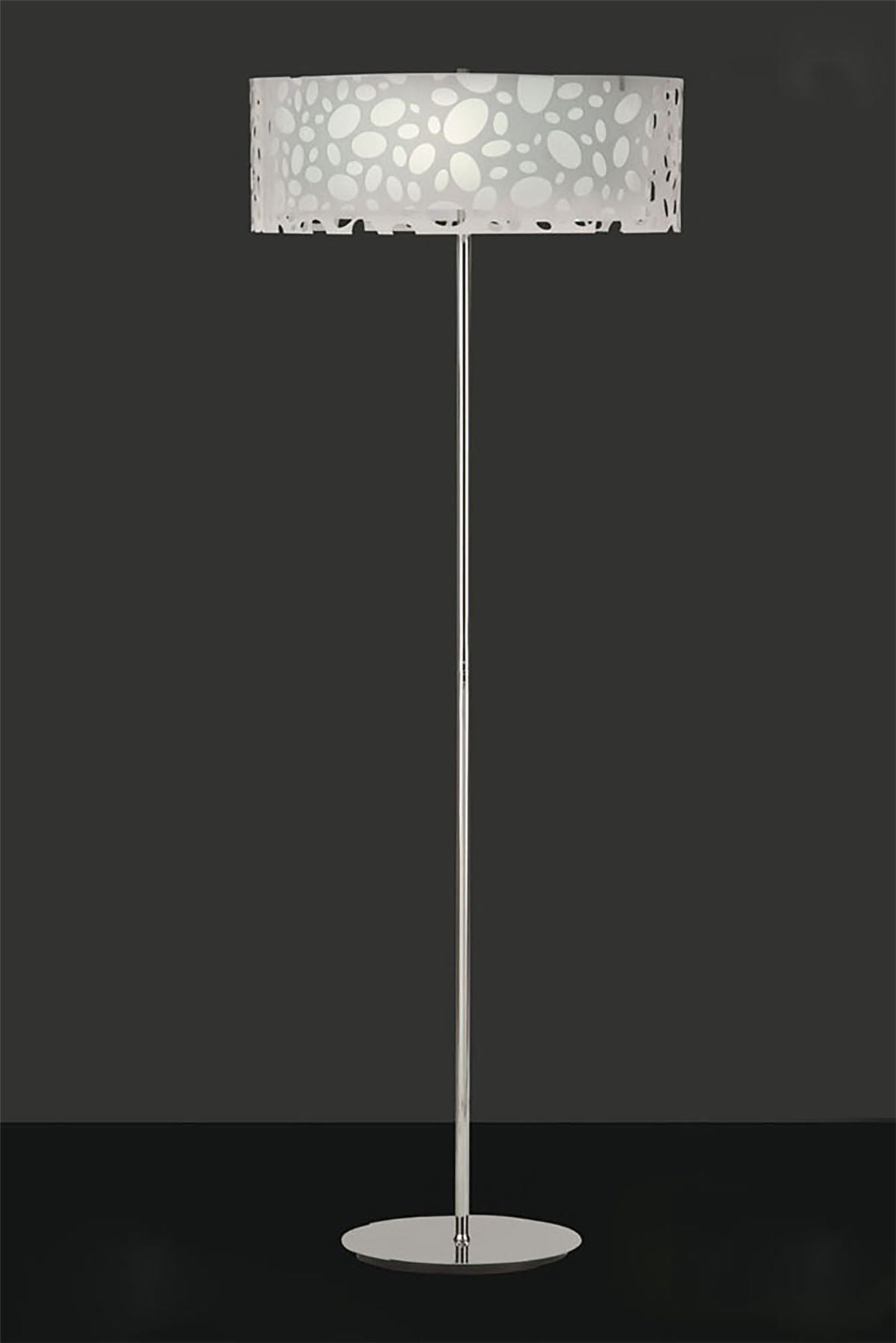 Mantra Lupin Floor Lamp 4 Light E27, Gloss White/White Acrylic/Polished Chrome, CFL Lamps INCLUDED