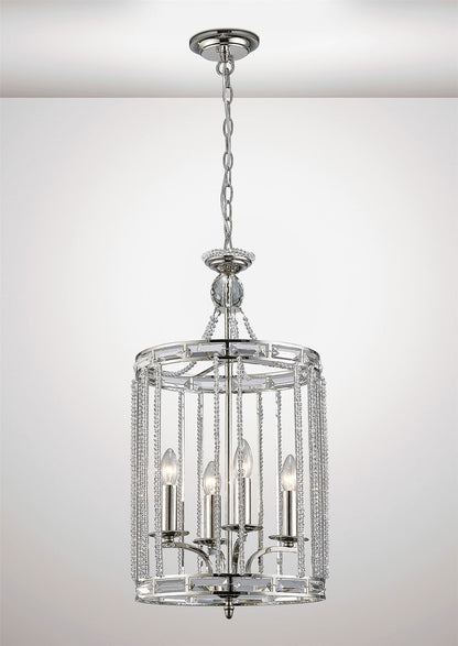 Diyas Adina  4 Light E14 Polished Nickel/Crystal Ceiling Pendant Light Fitting