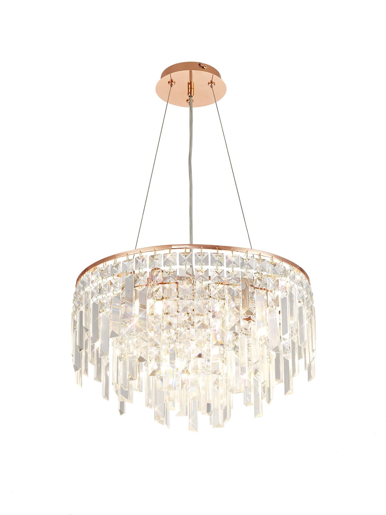 Diyas Maddison 42cm  Round 6 Light G9 Rose Gold/Crystal Ceiling Pendant Light Fitting