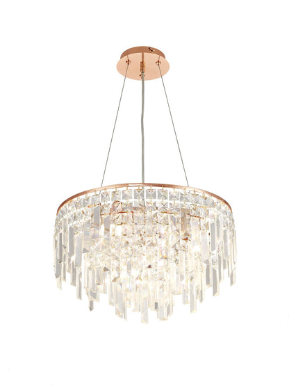 Diyas Maddison 42cm  Round 6 Light G9 Rose Gold/Crystal Ceiling Pendant Light Fitting