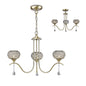 Diyas Chelsie 56cm  3 Light G9 Antique Brass/Clear Beaded Glass Ceiling Pendant Light Fitting