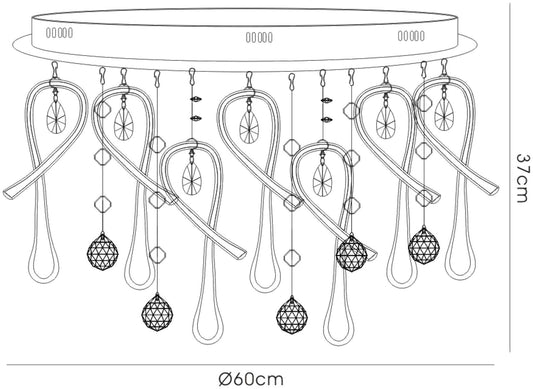 Diyas Class 60cm Flush  Round 20 Light G4 Polished Chrome/Black Glass/Crystal Ceiling Light Fitting