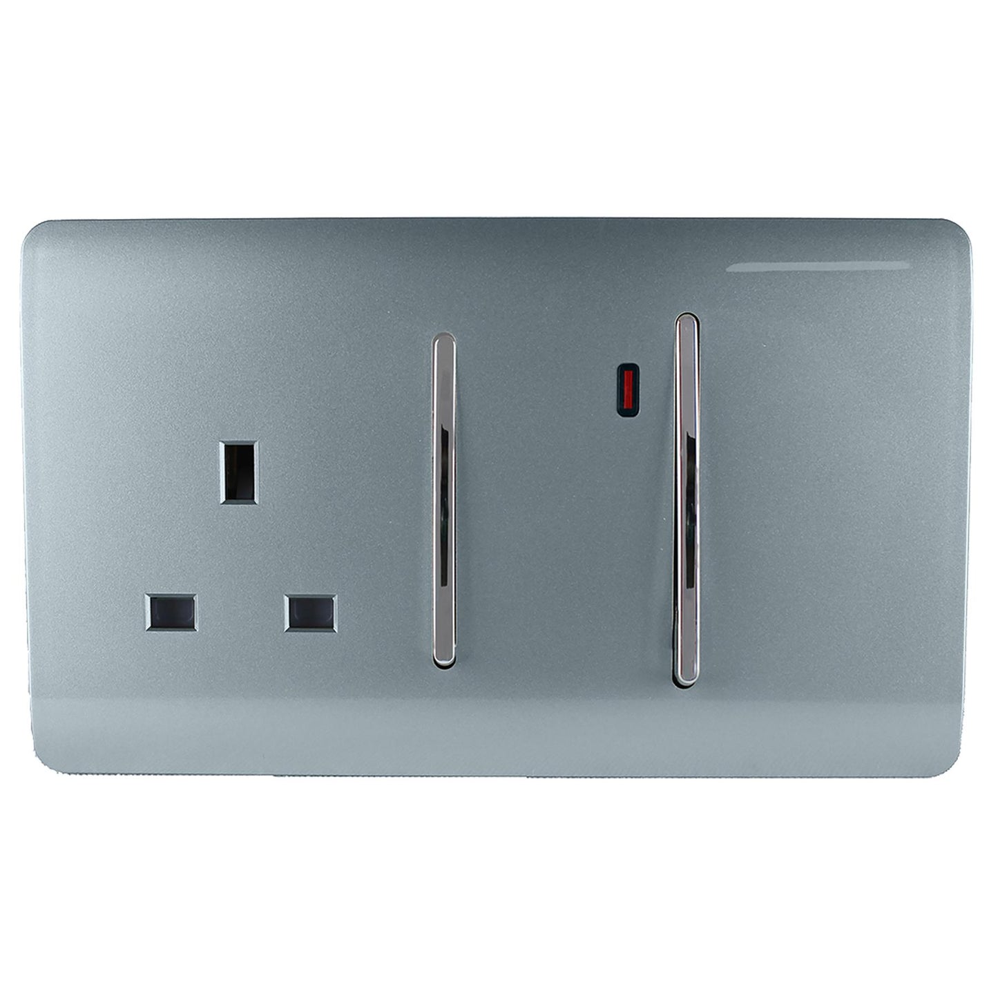 Trendi Artistic Modern Glossy 45 A Cooker Switch & Plug Socket Inc Neon Insert Cool Grey