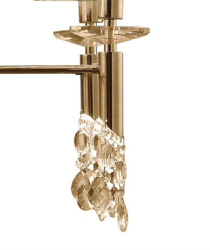Mantra Tiffany 85cm Pendant 2 Tier 12+12 Light E14+G9, French Gold with Cream Shades & Clear Crystal