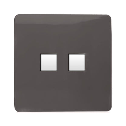 Trendi Artistic Modern Glossy 2 Gang Tactile RJ45 Cat 5e&Cat 6 PC Ethernet Socket Dark Brown
