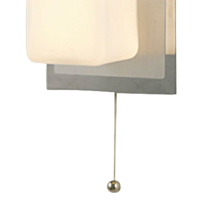 Diyas IP44 Cube Wall Light with Pull-Cord Switch 3 Light G9 Polished Chrome & Aluminium/Opal Glass