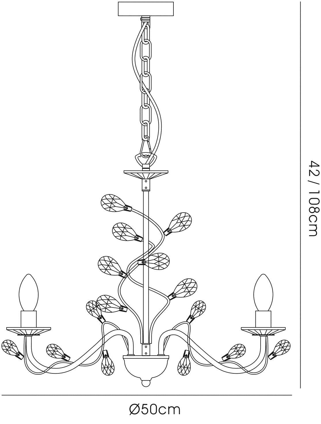 Diyas Willow 50cm  WITHOUT SHADE 5 Light E14 Polished Chrome/Crystal Ceiling Pendant Light Fitting