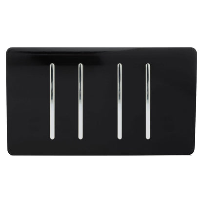 Trendi  4 Gang 2 Way Rocker Double Plate Light Switch in Black - ART-SS44BK