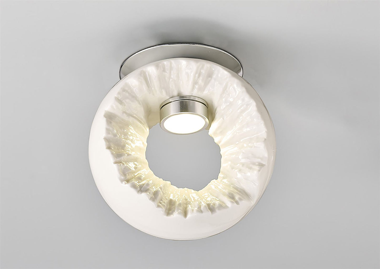 Diyas Salvio 12cm Ceramic  Round Sculpture 1 x 3W LED 4200K Chrome/White, Cut Out: 60mm, 3yrs Warranty  Ceiling Light Fitting