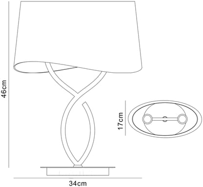 Mantra Ninette Table Lamp 2 Light E14 Large, Antique Brass with Ivory White Shade