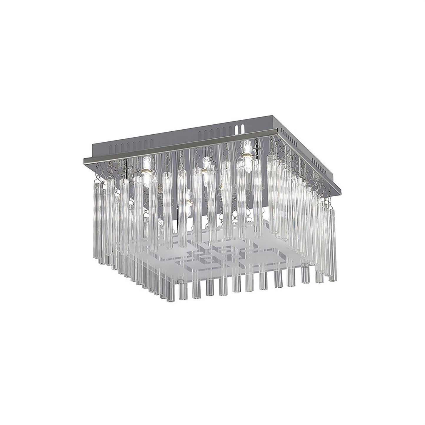 Diyas Capella Square Flush  6 Light G9 Polished Chrome/Glass Ceiling Light Fitting