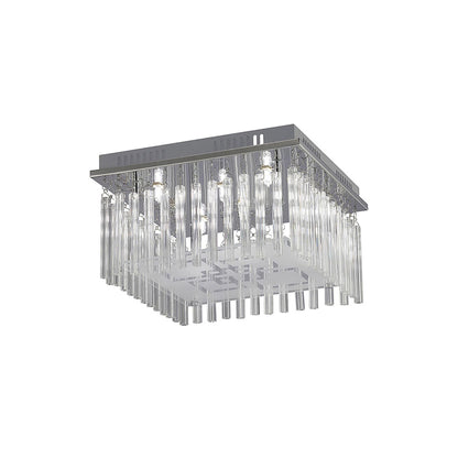 Diyas Capella Square Flush  6 Light G9 Polished Chrome/Glass Ceiling Light Fitting