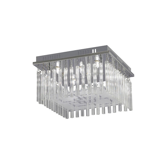 Diyas Capella Square Flush  6 Light G9 Polished Chrome/Glass Ceiling Light Fitting