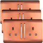Trendi 2 Gang Artistic Modern Glossy 13 Amp Switched Tactile Plug Socket Copper (3 Pack)