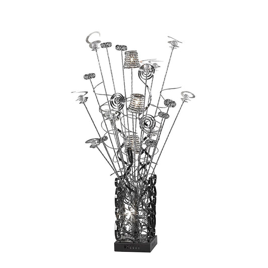 Diyas Home Koil Aluminium (DH) Koil Crystal Table Lamp 4 Light G4 Aluminium/Black, NOT LED/CFL Compatible