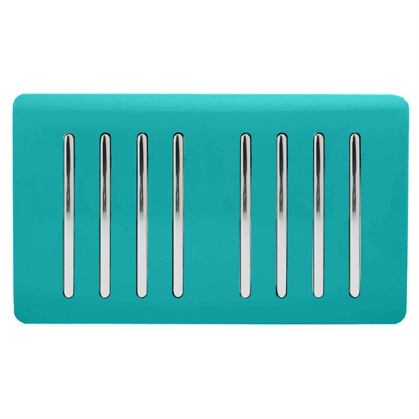 Trendi Artistic Modern Glossy 8 Gang 2 Way Rocker  Double Plate Tactile Light Switch Bright Teal