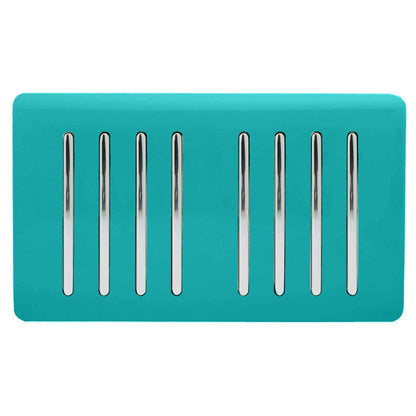 Trendi Artistic Modern Glossy 8 Gang 2 Way Rocker  Double Plate Tactile Light Switch Bright Teal