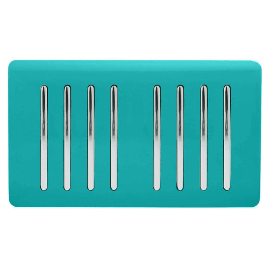 Trendi Artistic Modern Glossy 8 Gang 2 Way Rocker  Double Plate Tactile Light Switch Bright Teal