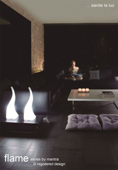 Mantra M1327 Flame Table Lamp 1 Light E27 Large Indoor, Opal White