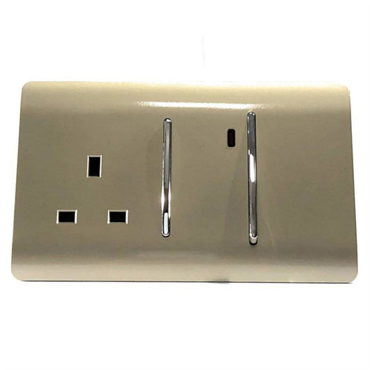 Trendi Artistic Modern 45 A Cooker Switch Inc Plug Socket & Neon Insert Gold