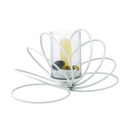 Diyas Home (DH) Oreo Candle Holder 8 Ring Large White/Clear Glass Art