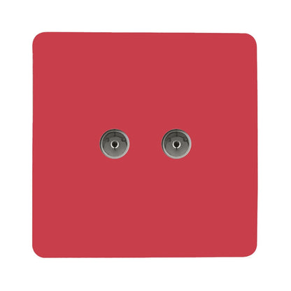 Trendi Artistic Modern Glossy Tactile 2 Gang TV Socket Strawberry