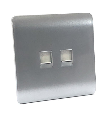 Trendi  Telephone Socket + RJ45 Cat 5e & Cat 6 PC Socket Silver ART-TLP+PCSI