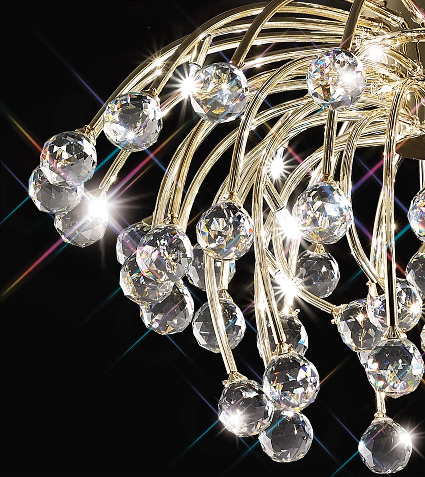 Diyas Xeena 60cm  10 Light G4 French Gold/Crystal, NOT LED/CFL Compatible Ceiling Light Fitting