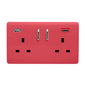 Strawberry Screwless 2 Gang Switched Double Socket 13A With 1 x USB-A & 1 x USB-C 65W (Shared), (35mm Back Box Req.), 10yrs Warranty