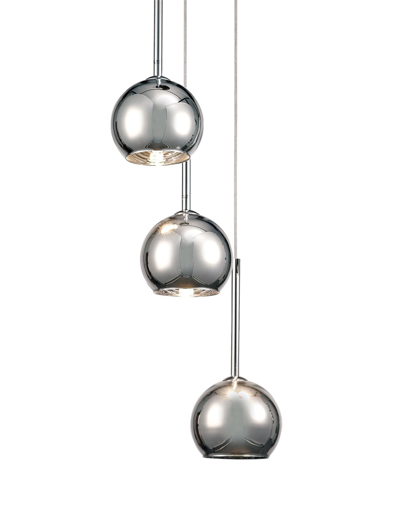 Deco Regina Pendant 3 Light G9 Polished Chrome/Chrome Plated Glass