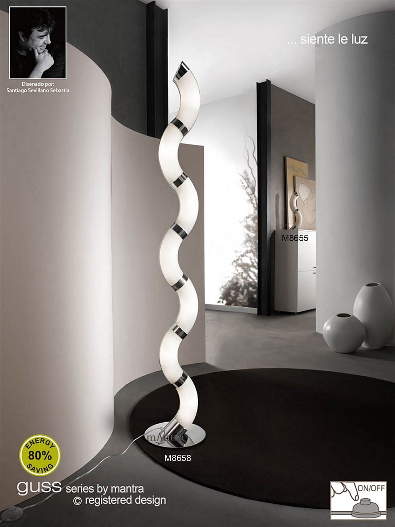 Mantra Guss GU10 Guss Table Lamp GU10 2 Light L1/SGU10, Polished Chrome/White Acrylic, CFL Lamps INCLUDED