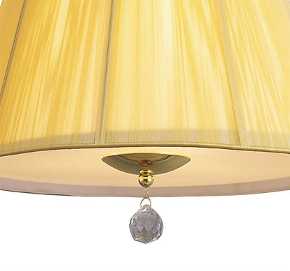 Mantra Siena 40cm Pendant Round 1 Light E27, Polished Brass with Amber Cream Shade and Clear Crystal