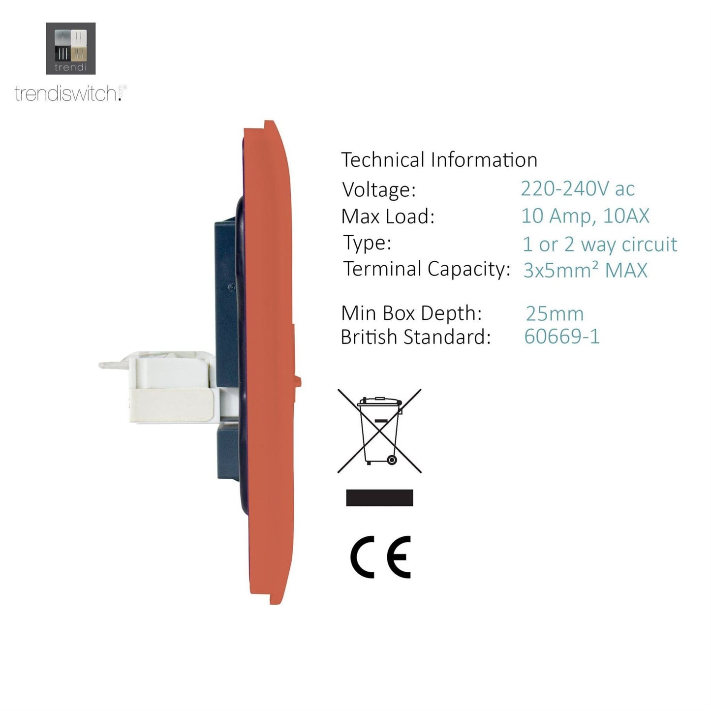 Trendi Artistic Modern Glossy Tactile TV Co-axial Socket + Telephone Socket Copper