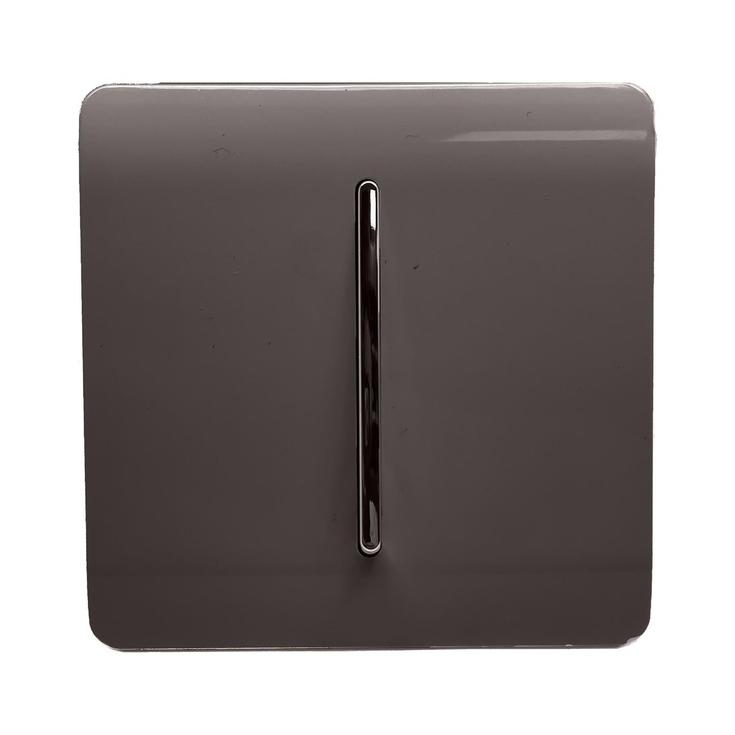 Trendi 1 Gang 2 Way 240V Screwless Artistic Modern Glossy 10 Amp Chrome Rocker Electrical Wall Light Switch in Dark Mocha Brown (5 pack)
