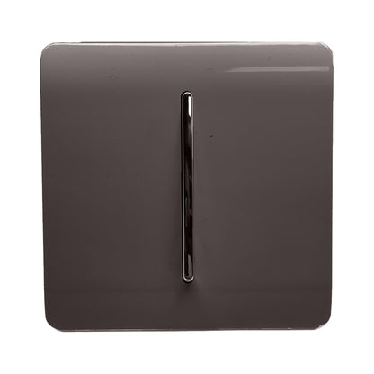 Trendi 1 Gang 2 Way 240V Screwless Artistic Modern Glossy 10 Amp Chrome Rocker Electrical Wall Light Switch in Dark Mocha Brown (5 pack)
