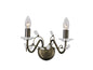 Diyas Willow Wall Light WITHOUT SHADE 2 Light E14 Antique Brass/Crystal