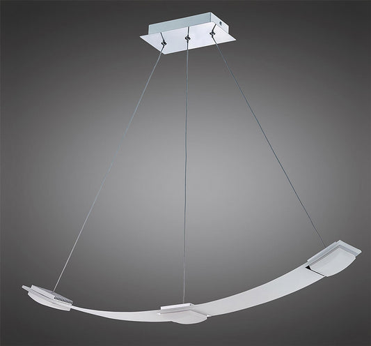 Mantra Fusion Thea Linear Pendant 3 Light 21W LED 3000K, 1890lm, Satin Aluminium, Frosted Acrylic, 3yrs Warranty