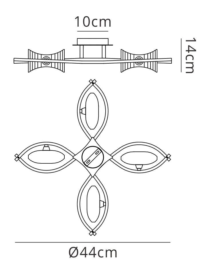 Mantra Kromo Ceiling 4 Light G9, Antique Brass