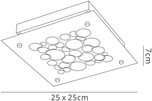 Mantra Fusion M5551 Coral Flush 25cm Square 15.5W LED 4000K Chrome/ Crystal Sand, 620lm,, 3yrs Warranty - M5551 Ceiling