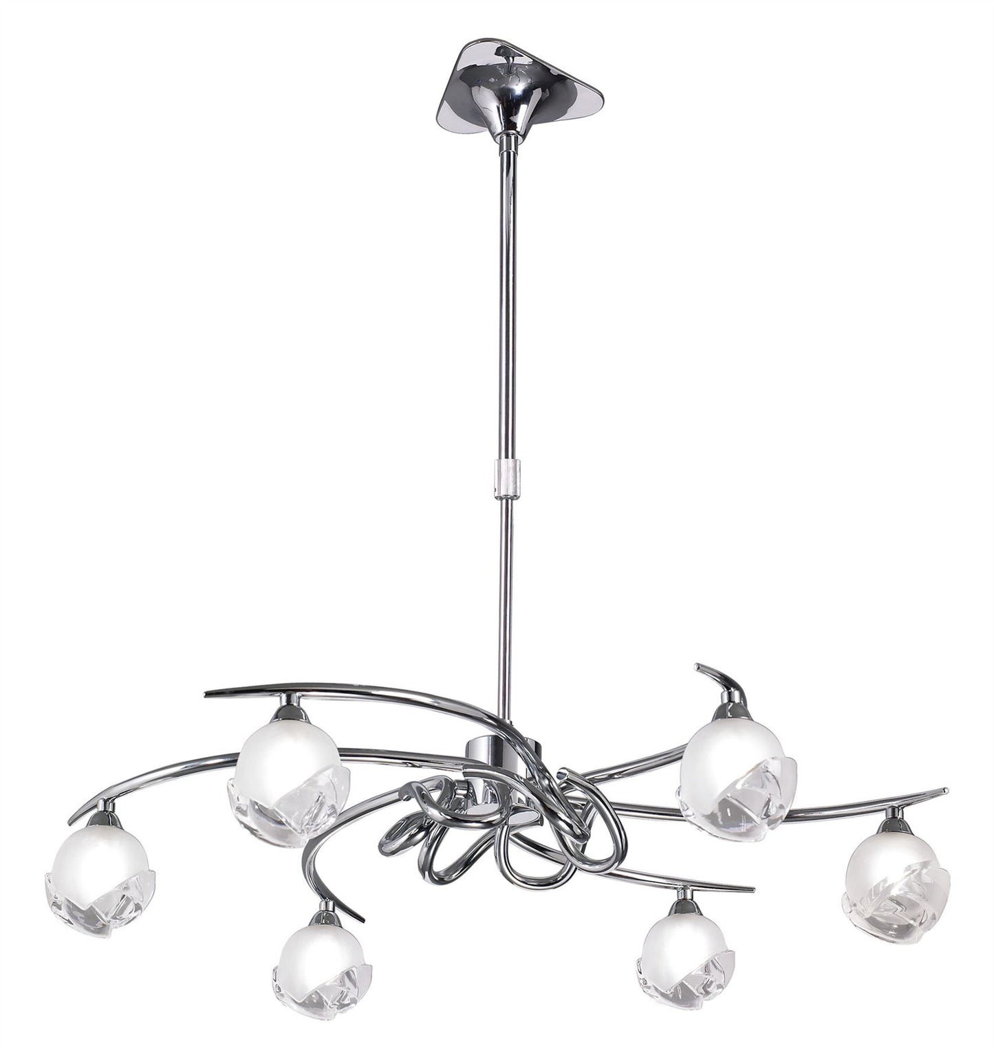 Mantra M0801 Fragma Telescopic Semi Flush Convertible 6 Light G9, Polished Chrome