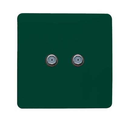 Trendi Switch 2 Gang Male F-Type Satellite Television Socket in Dark Green