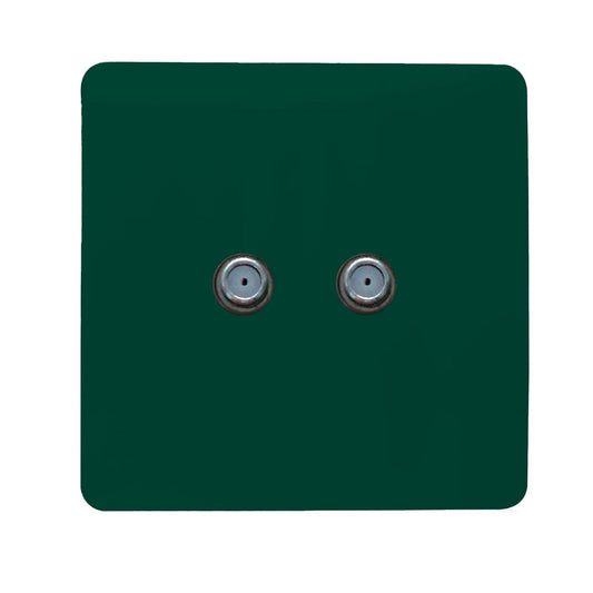 Trendi Switch 2 Gang Male F-Type Satellite Television Socket in Dark Green